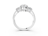White gold Three-Stone Oval Cut Solitaire Ring with Prong Setting_6