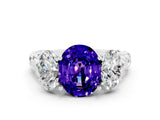 White gold Three-Stone Oval Cut Tanzanite Braided Band Ring with Four-Prong Setting_31