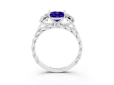 White gold Three-Stone Oval Cut Tanzanite Braided Band Ring with Four-Prong Setting_39