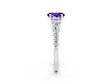White gold Three-Stone Oval Cut Tanzanite Pavé Band with Four-Prong Setting_2