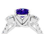 White gold Three-Stone Oval Cut Tanzanite Pavé Band with Four-Prong Setting_4