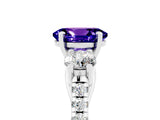 White gold Three-Stone Oval Cut Tanzanite Pavé Band with Four-Prong Setting_5