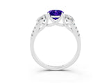 White gold Three-Stone Oval Cut Tanzanite Ring with Pavé Band and Prong Setting_15