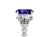 White gold Three-Stone Oval Cut Tanzanite Ring with Pavé Band and Prong Setting_17
