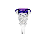 White gold Three-Stone Oval Cut Tanzanite Ring with Pear Side Stones and Four-Prong Setting_5