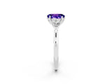 White gold Three-Stone Oval Cut Tanzanite Ring with Pear  Side Stones in Four-Prong Setting_14