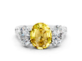 White gold Three-Stone Oval Cut Yellow Sapphire Braided Band Ring with Four-Prong Setting_36