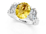 White gold Three-Stone Oval Cut Yellow Sapphire Braided Band Ring with Four-Prong Setting_37