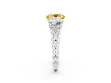White gold Three-Stone Oval Cut Yellow Sapphire Braided Band Ring with Four-Prong Setting_38