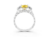 White gold Three-Stone Oval Cut Yellow Sapphire Braided Band Ring with Four-Prong Setting_39