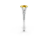 White gold Three-Stone Oval Cut Yellow Sapphire Pavé Band with Four-Prong Setting_38