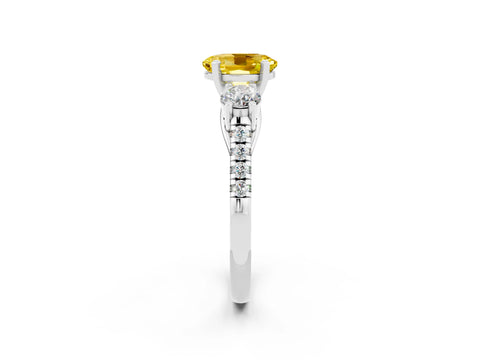 White gold Three-Stone Oval Cut Yellow Sapphire Pavé Band with Four-Prong Setting_38