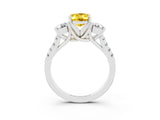 White gold Three-Stone Oval Cut Yellow Sapphire Pavé Band with Four-Prong Setting_39