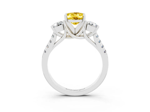 White gold Three-Stone Oval Cut Yellow Sapphire Pavé Band with Four-Prong Setting_39