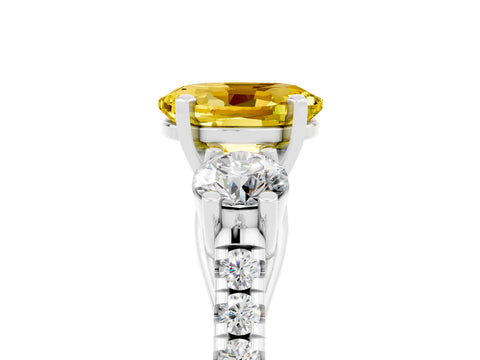 White gold Three-Stone Oval Cut Yellow Sapphire Pavé Band with Four-Prong Setting_41