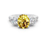 White gold Three-Stone Oval Cut Yellow Sapphire Pavé Band with Four-Prong Setting_47