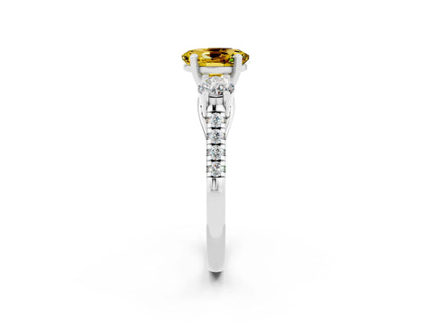 White gold Three-Stone Oval Cut Yellow Sapphire Pavé Band with Four-Prong Setting_49