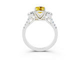 White gold Three-Stone Oval Cut Yellow Sapphire Pavé Band with Four-Prong Setting_51