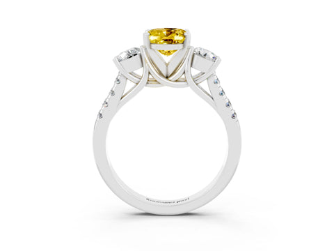 White gold Three-Stone Oval Cut Yellow Sapphire Pavé Band with Four-Prong Setting_51