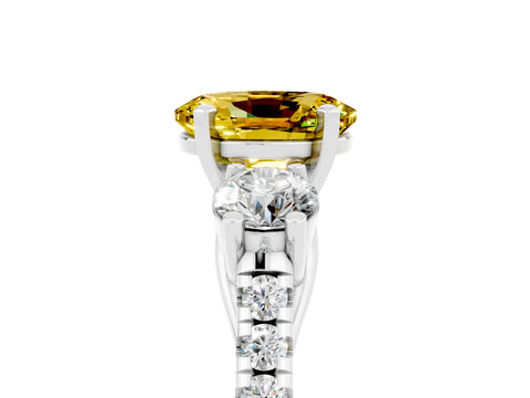 White gold Three-Stone Oval Cut Yellow Sapphire Pavé Band with Four-Prong Setting_53