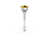 White gold Three-Stone Oval Cut Yellow Sapphire Ring with Pavé Band and Prong Setting_38