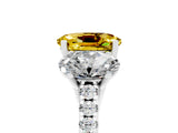 White gold Three-Stone Oval Cut Yellow Sapphire Ring with Pavé Band and Prong Setting_41