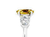 White gold Three-Stone Oval Cut Yellow Sapphire Ring with Pear Side Stones and Four-Prong Setting_29