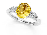 White gold Three-Stone Oval Cut Yellow Sapphire Ring with Pear  Side Stones in Four-Prong Setting_13