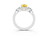 White gold Three-Stone Oval Cut Yellow Sapphire Ring with Pear  Side Stones in Four-Prong Setting_15