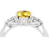 White gold Three-Stone Oval Cut Yellow Sapphire Ring with Pear  Side Stones in Four-Prong Setting_16
