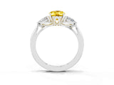 White gold Three-Stone Oval Cut Yellow Sapphire Ring with Pear  Side Stones in Four-Prong Setting_51
