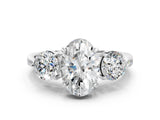 White gold Three-Stone Oval Diamond Channel Set Engagement Ring with Prong Setting_3