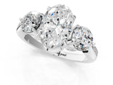 White gold Three-Stone Oval Diamond Channel Set Engagement Ring with Prong Setting_4