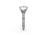 White gold Three-Stone Oval Diamond Milgrain Pave Band with Prong Setting 2