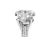 White gold Three-Stone Oval Diamond Milgrain Pave Band with Prong Setting 5