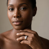 White gold Three-Stone Oval Diamond Ring with Channel Band and Prong Setting_23
