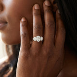 White gold Three-Stone Oval Diamond Ring with Channel Band and Prong Setting_24