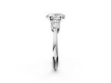 White gold Three-Stone Oval Diamond Ring with Pear Side Stones in Four-Prong Setting_88
