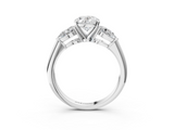 White gold Three-Stone Oval Diamond Ring with Pear Side Stones in Four-Prong Setting_89