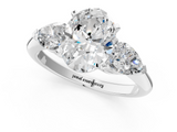 White gold Three-Stone Oval Diamond Ring with Pear Side Stones in Four-Prong Setting_91