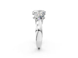 White gold Three-Stone Oval Diamond Ring with Round Side Stones, Classic Band, and Four-Prong Setting_47