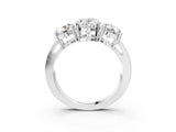 White gold Three-Stone Oval Diamond Ring with Round Side Stones, Classic Band, and Four-Prong Setting_48