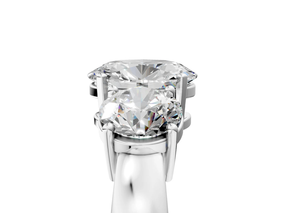 White gold Three-Stone Oval Diamond Ring with Round Side Stones, Classic Band, and Four-Prong Setting_50