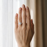 White gold Three-Stone Oval Solitaire Ring with Tapered Band and Four-Prong Setting_4