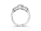 White gold Three-Stone Oval and Princess Cut Diamond Ring with Channel Band and Four-Prong Setting_31