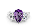White gold Three-Stone Pear Cut Amethyst Braided Band Ring with Four-Prong Setting_12