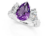 White gold Three-Stone Pear Cut Amethyst Braided Band Ring with Four-Prong Setting_13