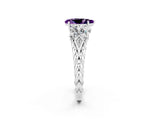 White gold Three-Stone Pear Cut Amethyst Braided Band Ring with Four-Prong Setting_14