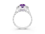 White gold Three-Stone Pear Cut Amethyst Braided Band Ring with Four-Prong Setting_15