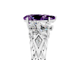 White gold Three-Stone Pear Cut Amethyst Braided Band Ring with Four-Prong Setting_17